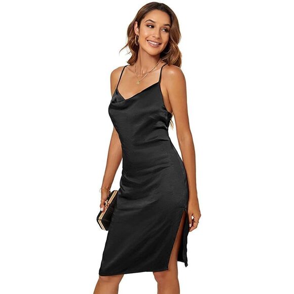 Aigeman Women'swize xs  Sexy Backless Spaghetti Straps  Satin Wedding Guest Dres - Picture 1 of 8